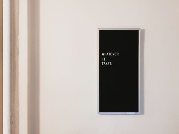 Wall Art Room - gray metal framed chalkboard with whatever it takes written