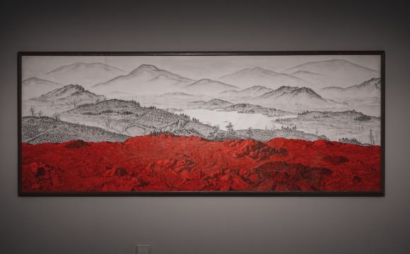 Canvas Art - red and white abstract painting