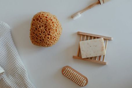 Bathroom Accessories - Top View of Wooden Bathroom Accessories