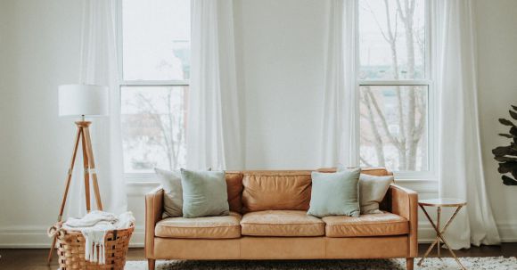 Windows In Living Room - White and Brown Sofa Chair Near White Window Curtain