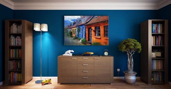 Living Room - Gray Wooden Sideboard