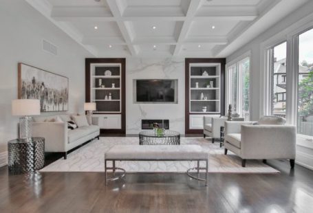 Living Room - white wooden coffee table near white sofa
